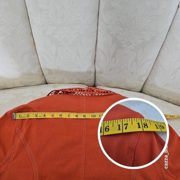 MOFFI International Vintage Tailored Women's Plus Size Orange Denim Jacket - Picture 12 of 14